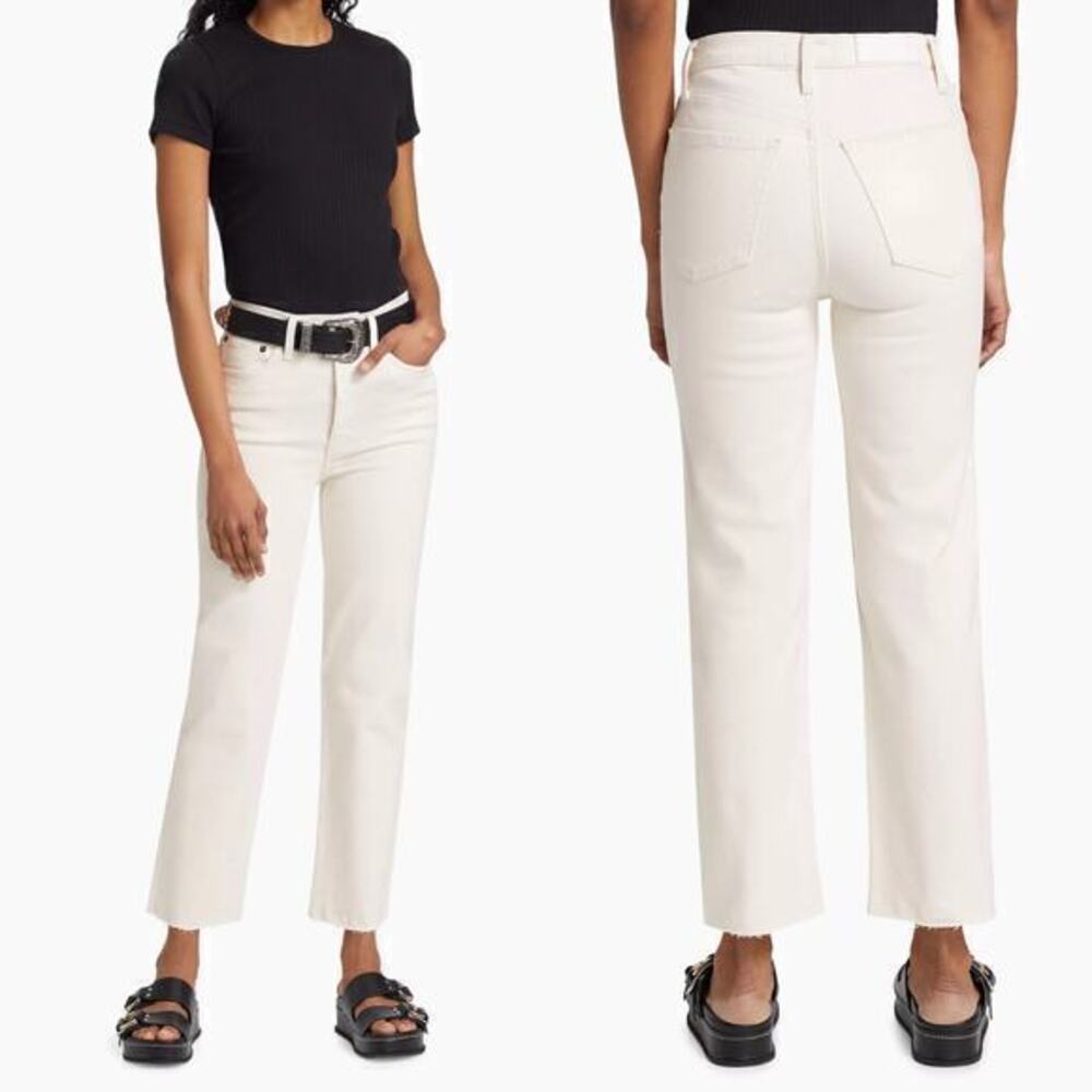 Re/Done Women's Off-White Straight Leg Jeans